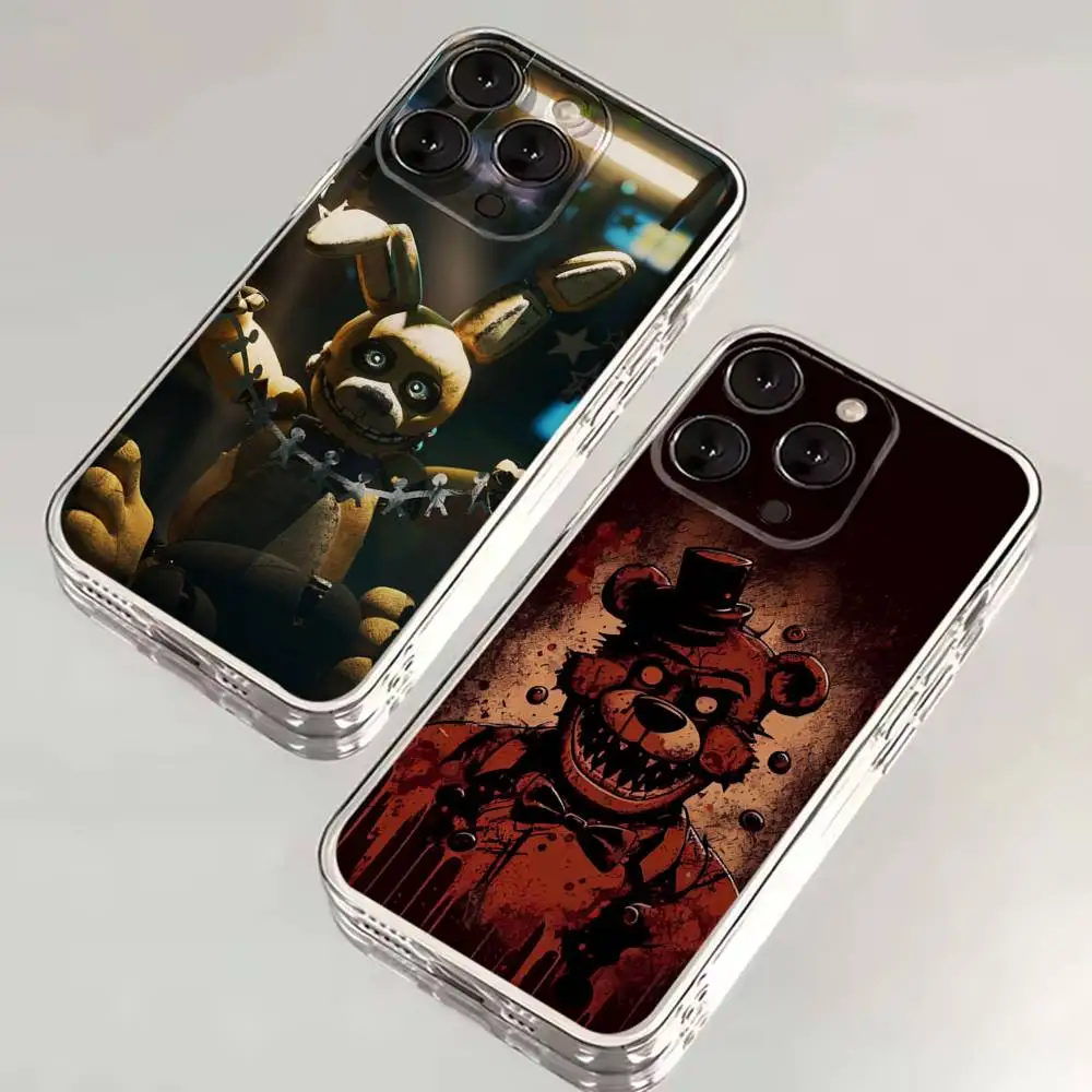 Funda de teléfono F-Fnaf Five-Nights-At-Freddys para iPhone 16,15,14,13,12,11,17 Pro,Max,Plus,X,XS,XR,SE,Mini funda suave transparente