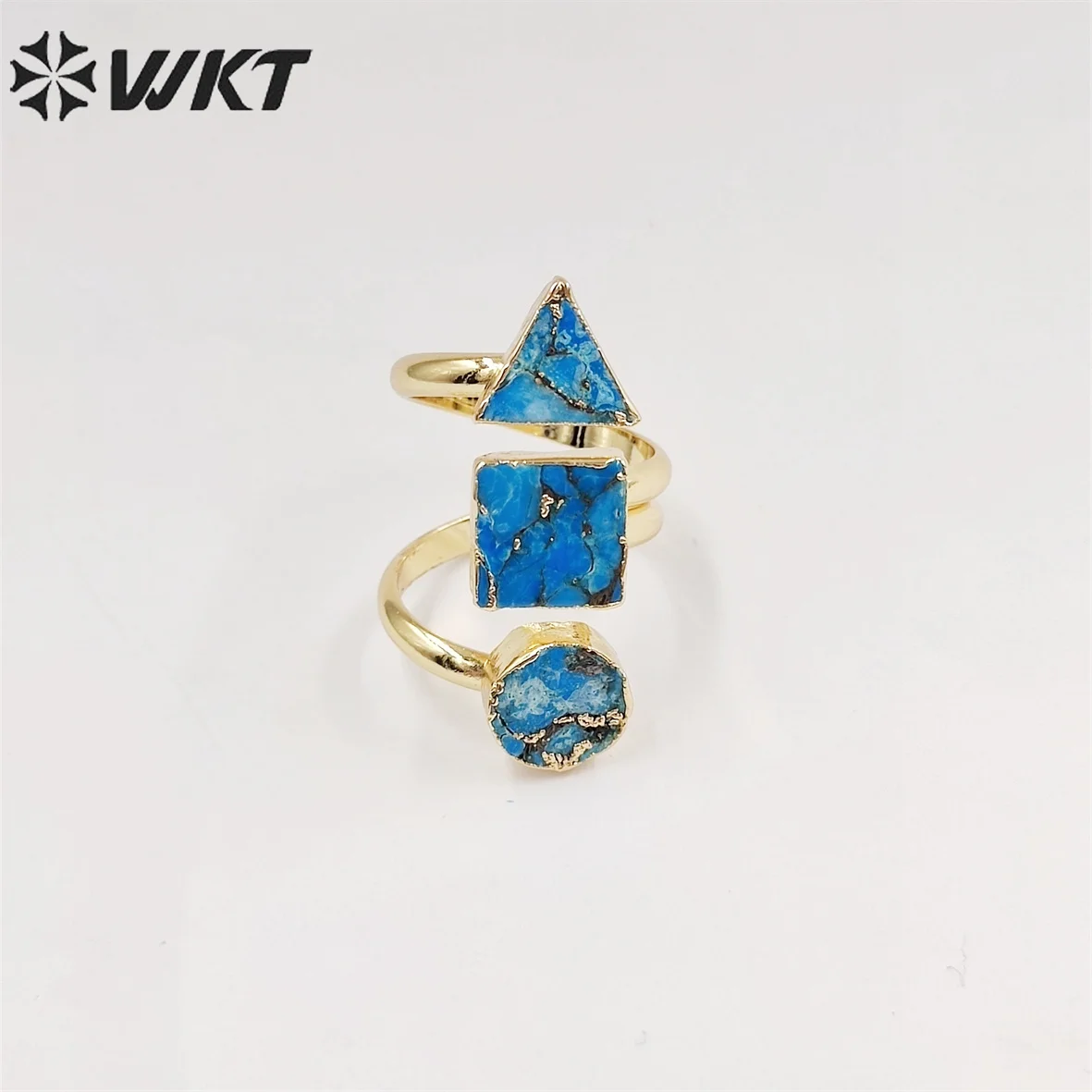 

WT-R437 WKT 2022 Retro Ring HOT STYLE Copper Turquoise Gold-Plate Lady Adjustable Fashion Girl Party Accessory