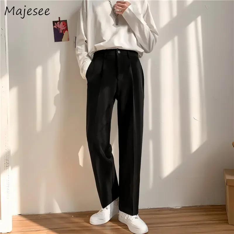 

S-4XL Casual Pants Men Gentle Autumn Simply Streetwear College Ins Cool Straight Japanese Kpop Stylish Preppy Harajuku Trousers