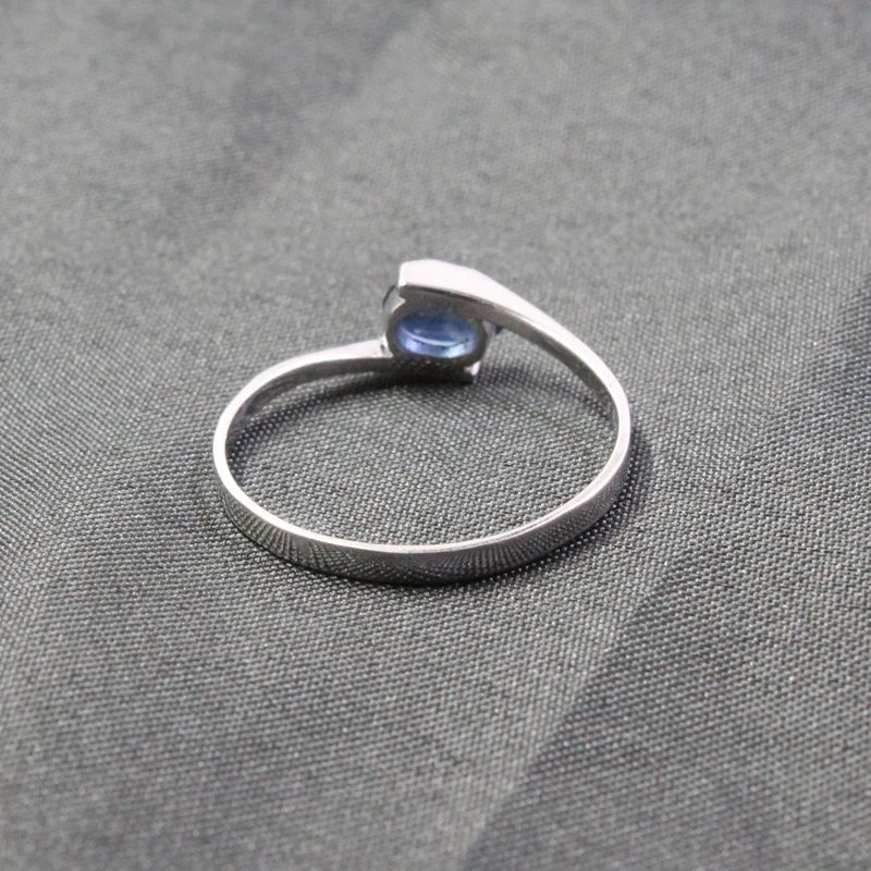 Simple Silver Sapphire Rings for Women 4mm*6mm 0.5ct Natural Sapphire Solid 925 Silver Sapphire Jewelry