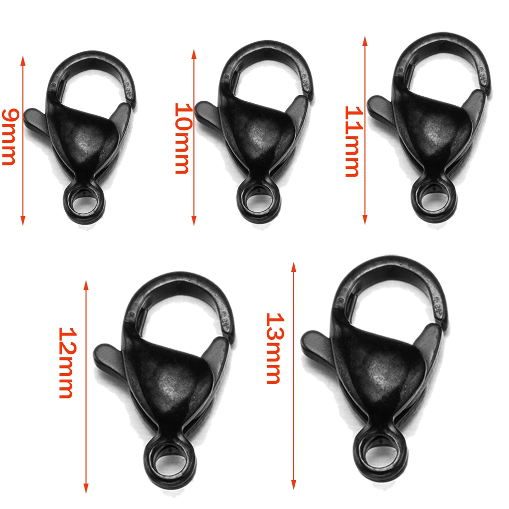 60 Pieces Stainless Steel Black Lobster Claw Clasps Open Jump Rings Connector for DIY Necklace Bracelet Jewelry Making Findings