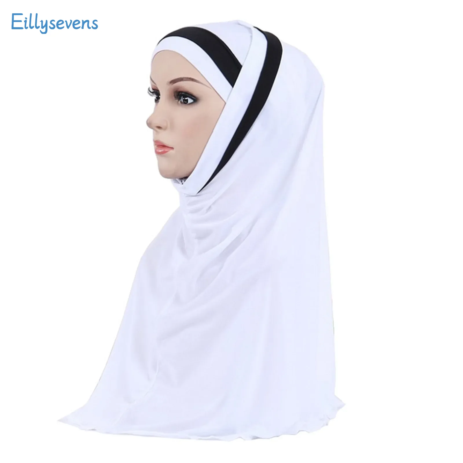 Amira Hijab Women Islamic Head Scarves 2 In 1 Hijab Scarf Set Muslim Hijabs Islamic Scarves Classic Black White Shawl Turbans