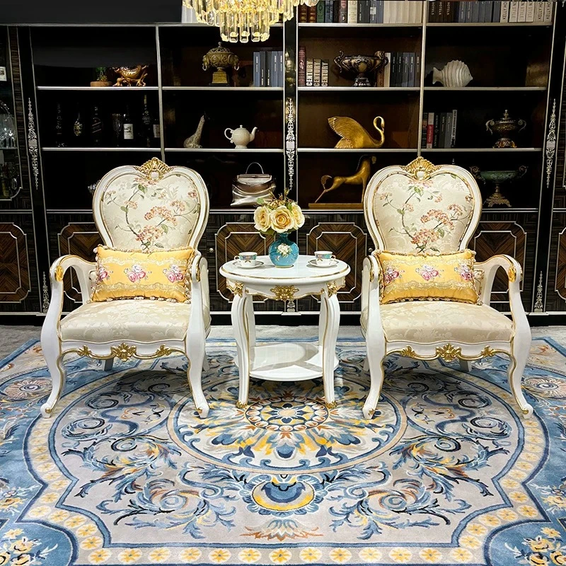 French fabric embroidery leisure chair, European luxury sofa chair, living room modeling chair, fabric princess  high back