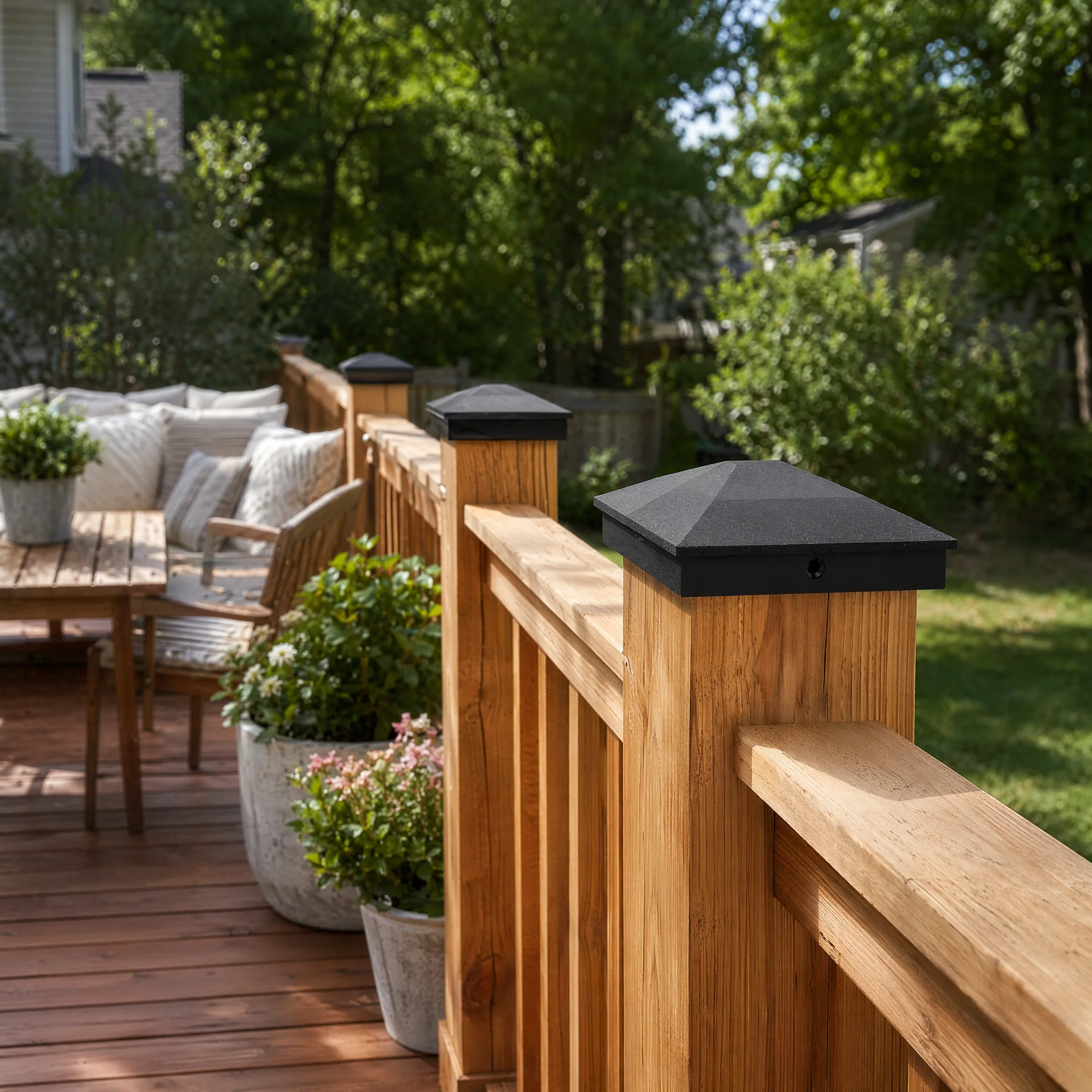 12 Pack Pyramid Posts Cap Cover Wood Fence Deck Post Covers Rustproof Outdoor Columns Cap for Wooden Poles of Decks Corridors