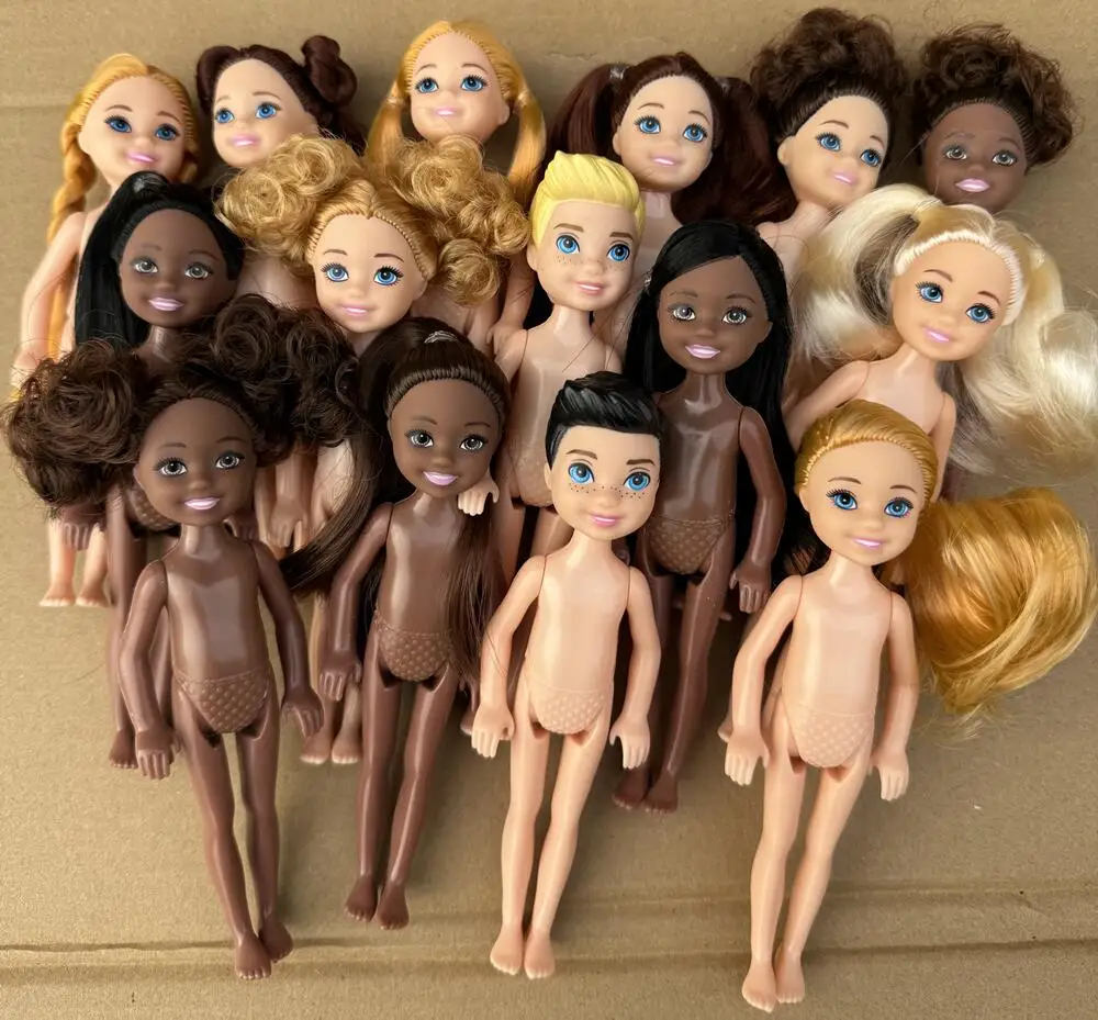 13 cm Mini Kelly 5-Zoll kleiner Junge dunkle gewöhnliche Haut nackter Körper schwarze männliche Puppe Reborn Bjd 1/12 Spielzeug für Mädchen blondes schwarzes Haar – Detail 4