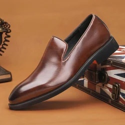 Italian brand mens Loafers Men's brown daily soft sole red sole patent leather shoes Outdoor business dress shoes big size：38-48