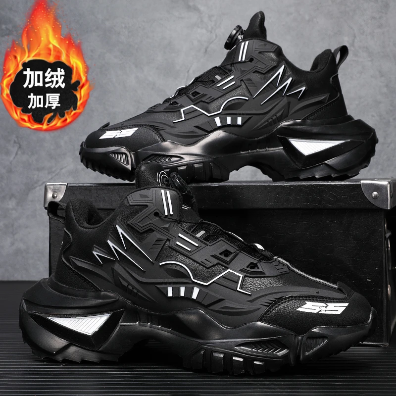

2025 new Casual sports shoes winter anti cold and warm popular mecha and cotton shoes couple's version knob black low top shoes