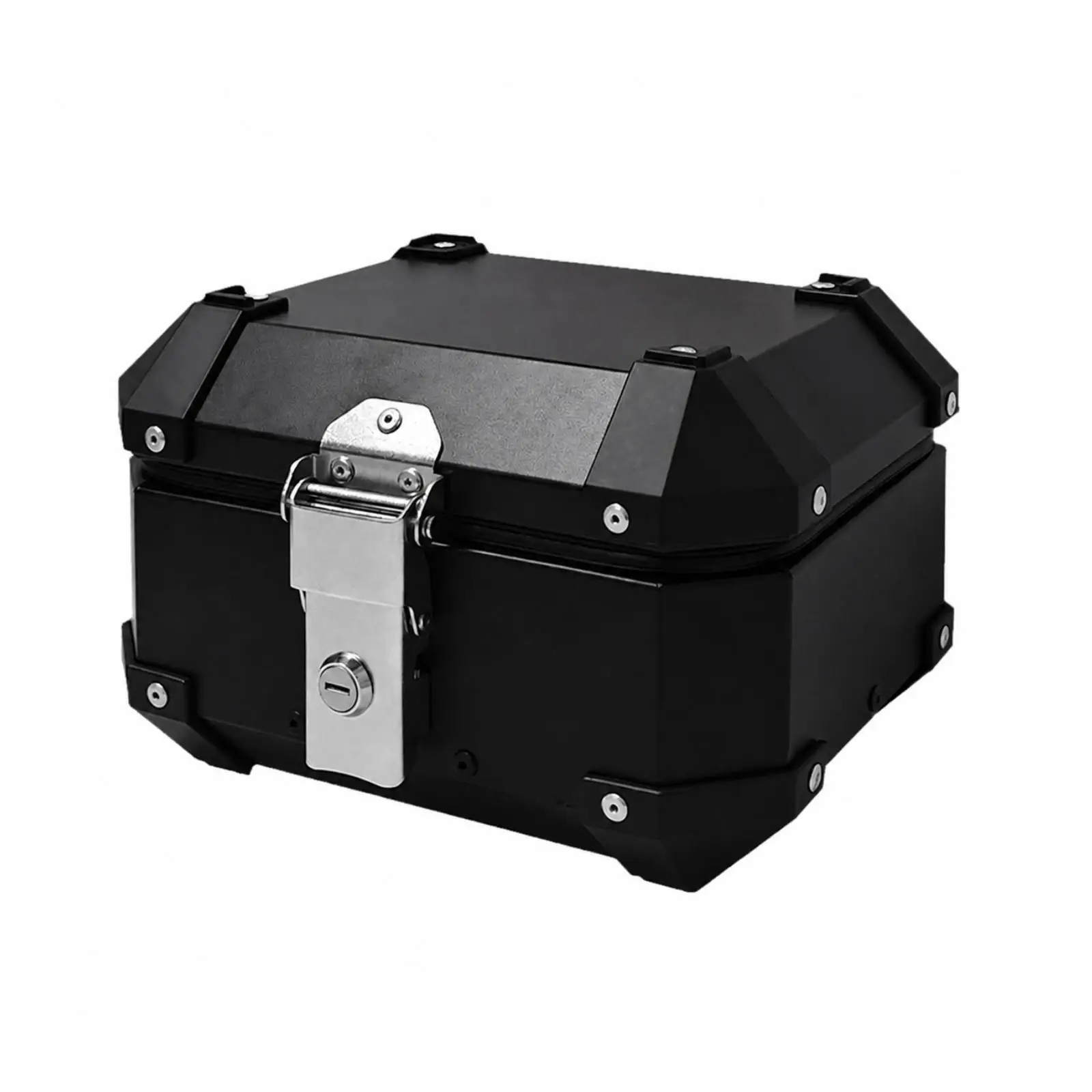 Reinforced-Body Motorcycle Rear Top Box High Strength Aluminum Alloy Motorcycle Top Box Tail Trunk for Everyday Commuting, Short