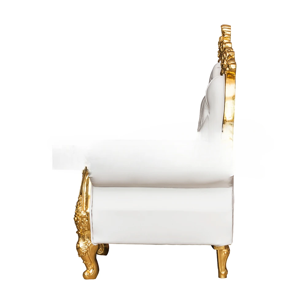 Luxury Royal Event Venue Stage Chair Gold Hand Carved Wedding Sofa Design