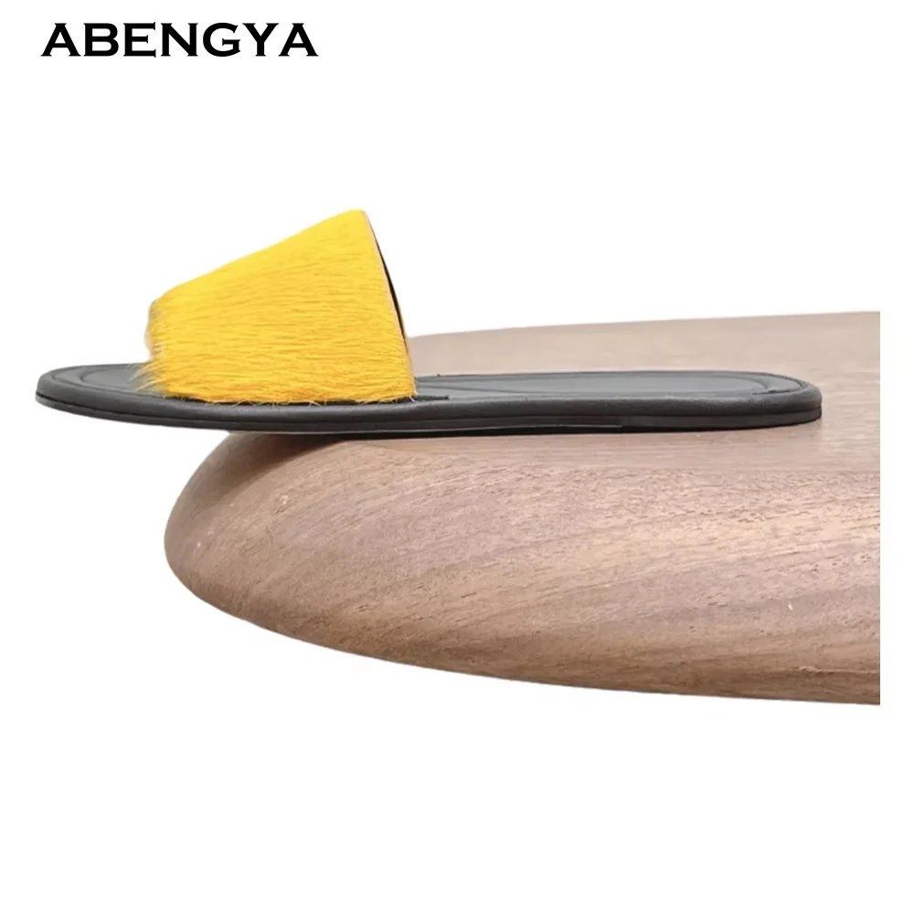 

2026 Designer New Fur Wool Slippers Women Open Toe Mules Dress Flat Shoes Summer Casual Party Vacation Walking Shoes For Women