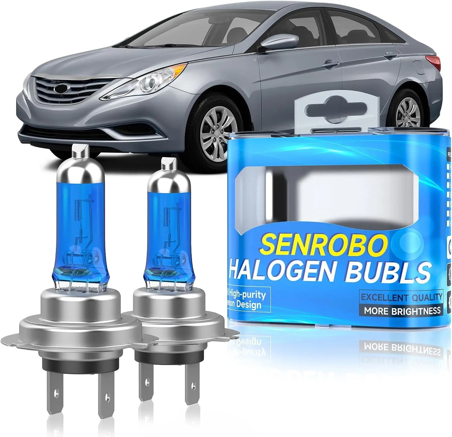 

Галогенные лампы для фар, подходящие для Hyundai Sonata 2011-2014, H7, сменная лампа ближнего света, супер яркая, 5000K белая, вилка