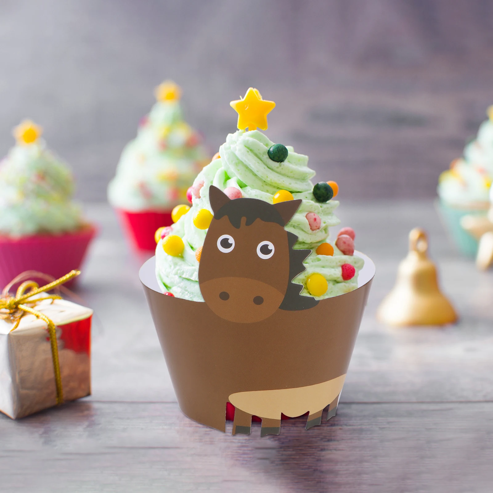 

24pcs Cartoon Animal Shape Decorative Wrapping For Cupcakes Muffins Desserts Wedding Birthday Party Decoration Cake Decor