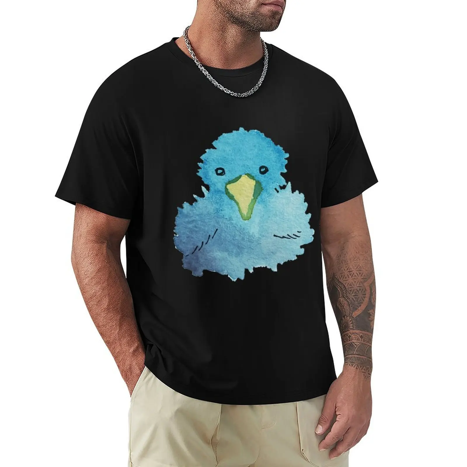 

Watercolor Birb T-Shirt Basic Simple Design Short Sleeve Shirt