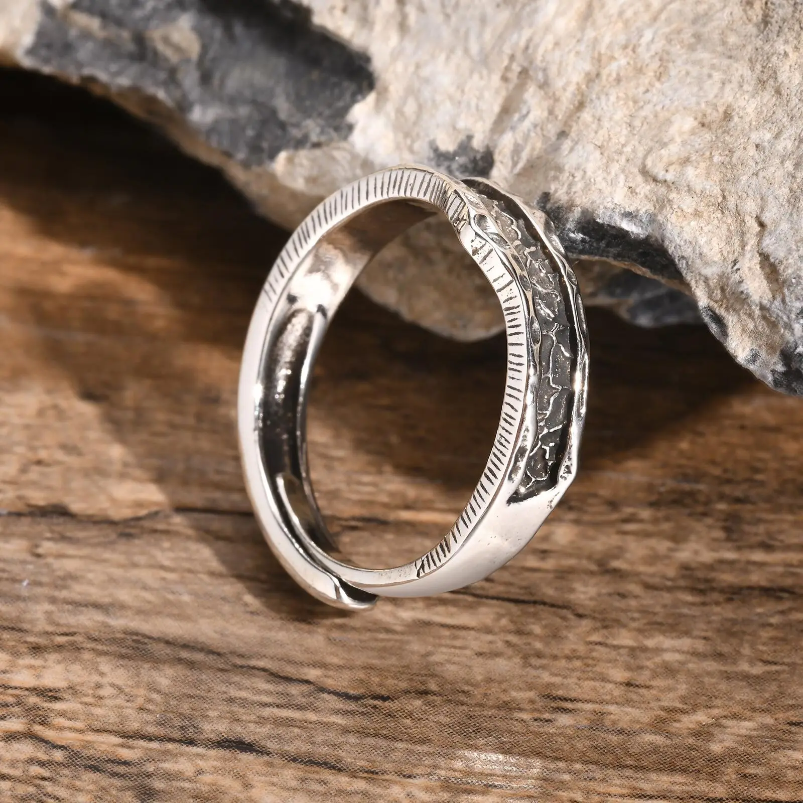 Men's Silver Open Ring Vintage Style Gift