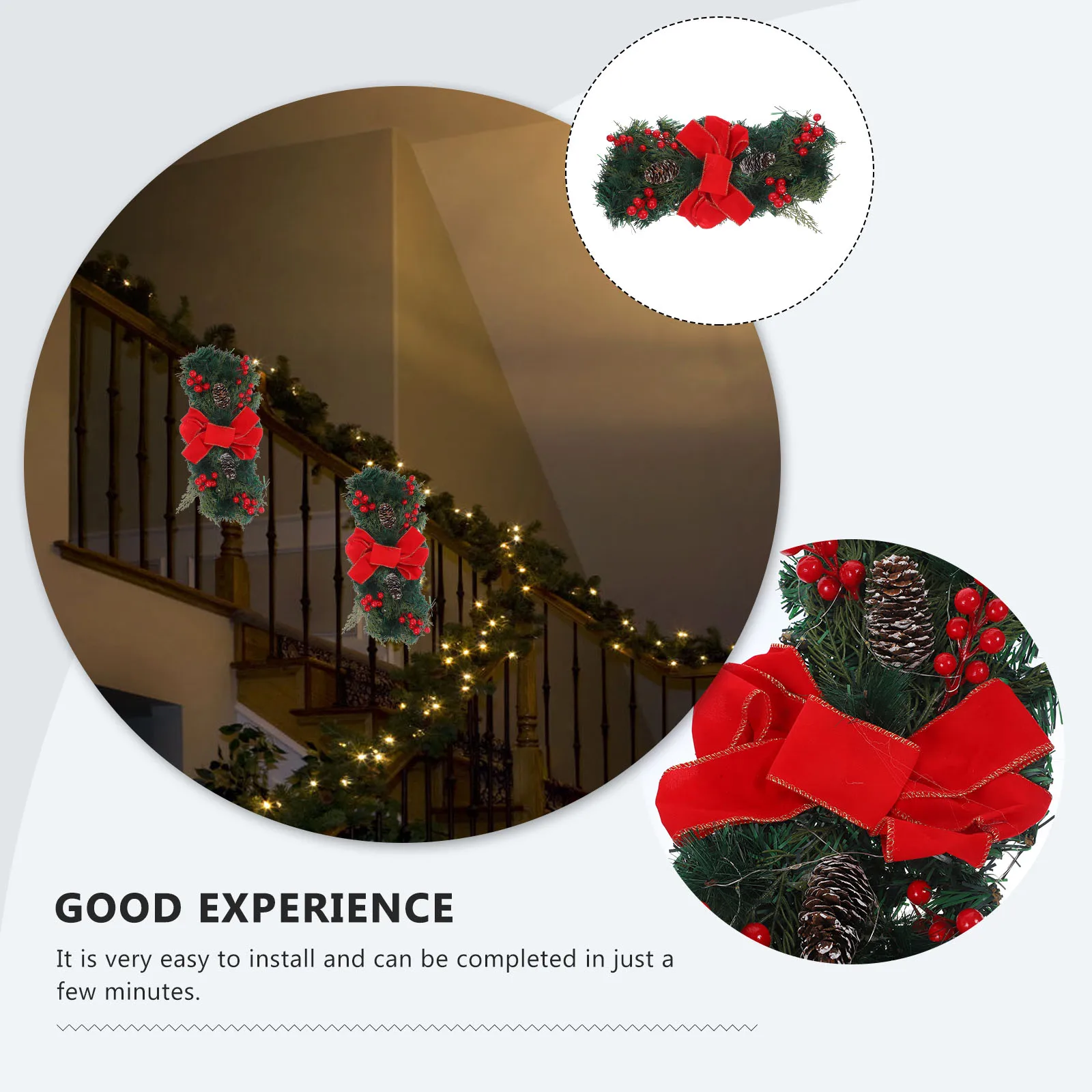 

Xmas Stair Wreath Christmas Garland Door Fireplace Decoration Festive Luminous Simple Generous Design Christmas Wreath