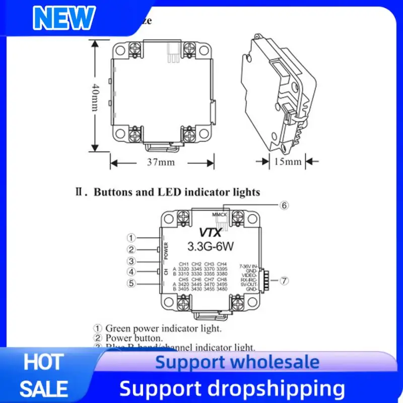 

Optimal 3.3G 6W VTX 6000Mw 16CH FPV Video Transmitter Wireless Transmitter Module For Long Range FPV Racing Drone Frame