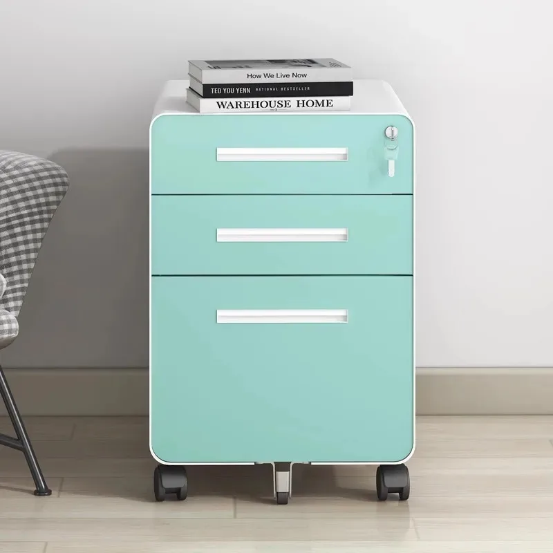 Under Desk Mobile Filing Cabinet with Lock-Steel Storage Drawer Cabinet Office&Home Office Rolling Cart for Documents & Supplies