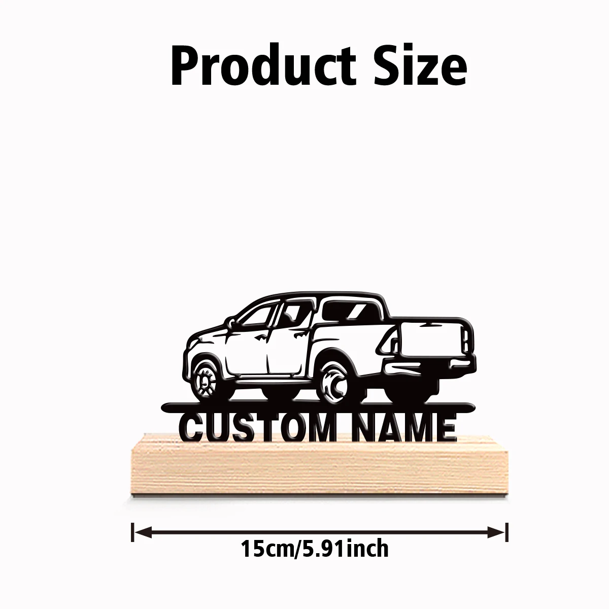 1pc Stylish Personalized Custom Pickup truck Metal Art With Wooden Base Tabletop Decoration Farmhouse Garden Decor with Wooden