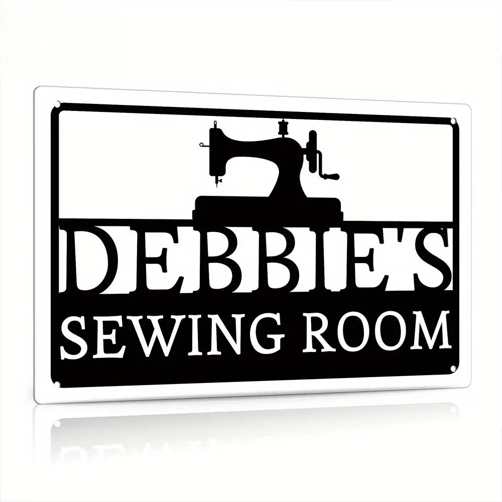 Decor Personalized Sewing Room Sign - Custom Name Retro Metal Wall Decor for Sewing Room, Tailor Gift for Women, 12x8 Inch