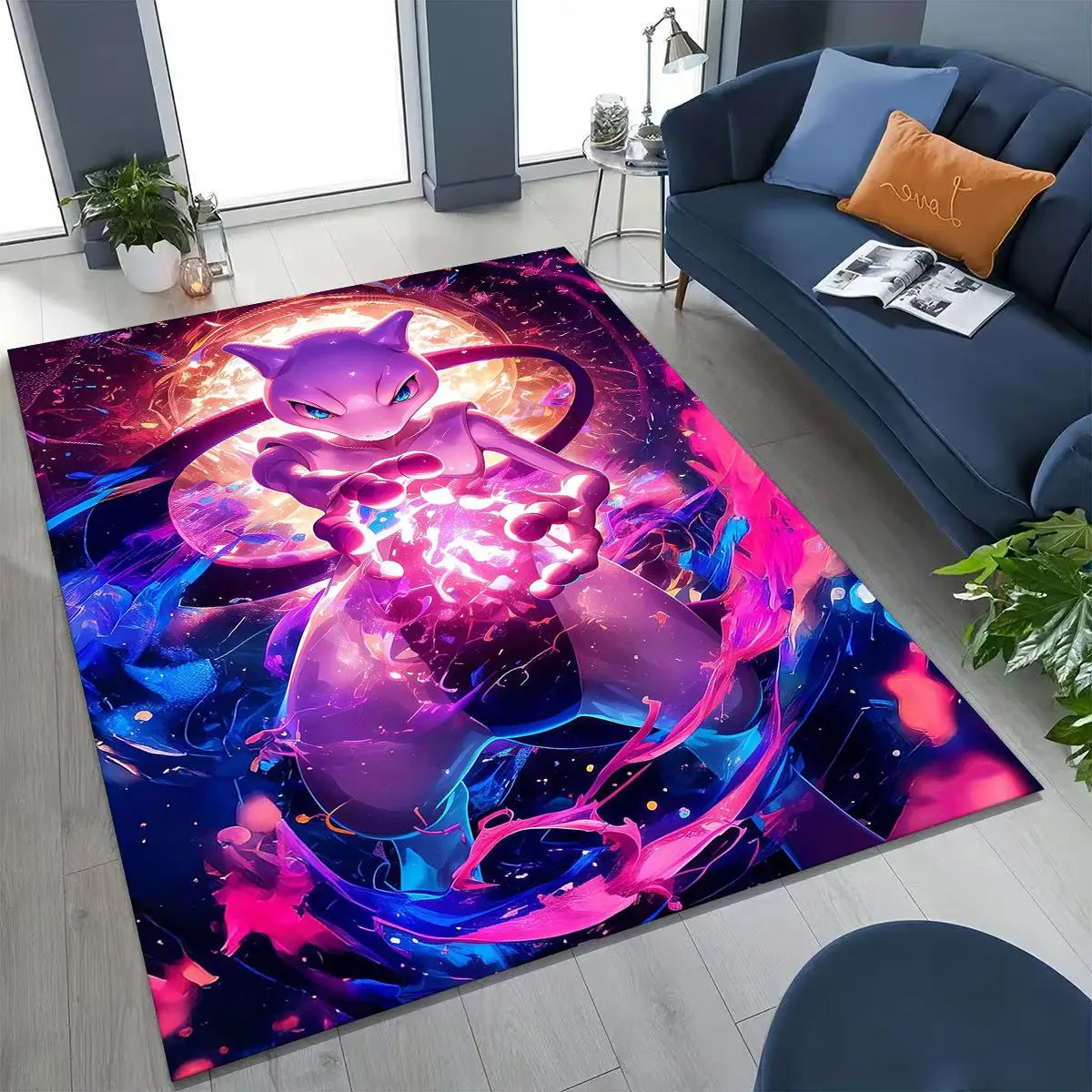 

27 Style Pokemon Monsters Mewtwo Cartoon Rug for Bedroom Living Room Sofa Home Doormat Decor,Larger Kids Non-slip Floor Mat Gift
