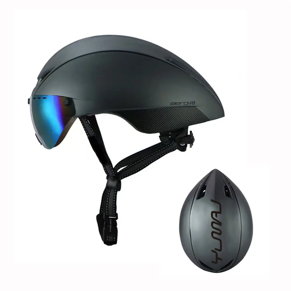 NEW YUMAJ New Aero TT Road Bicycle Helmet Goggles Racing Cycling Bike Sports Safety Helmet in-mold Bike Cycling Goggle YM-33