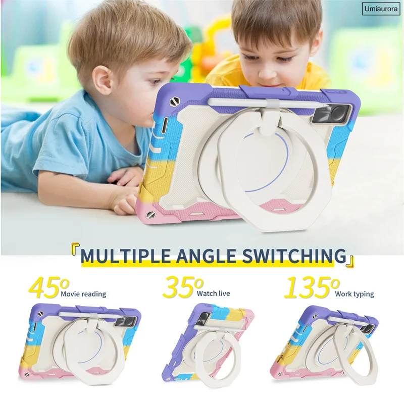 For Xiaomi Redmi Pad SE 8.7 Pro 12.1 10.6 Mi Pad 5 6 11 inch 6S Pro 12.4 Tablet Case Shockproof Silicon PC Pull Ring Stand Cover