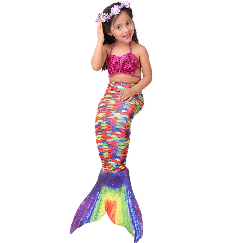 Vendita calda Halloween sirena Cosplay coda di sirena paillettes costume da bagno costumi sirena principessa vestito per bambino