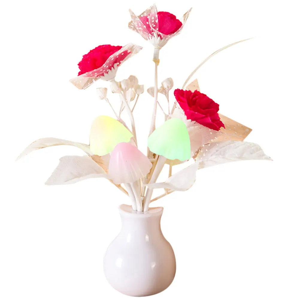 7-Color LED Light Plug-in Soft Light Control Tulip Design Eye Protection Indoor Bedroom Nursery Hallway Nightlight