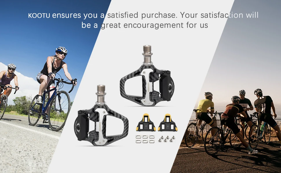 Pedales automáticos para bicicleta de carretera, pedales con clip de carbono con rodamientos sellados, funciona con peda