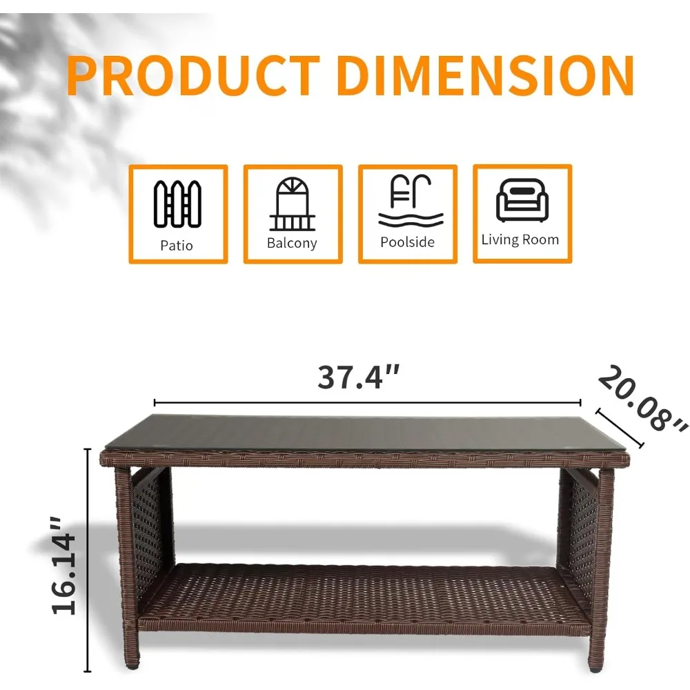طاولة قهوة من الخيزران في الهواء الطلق، طاولات قهوة للفناء للخارج، طاولة من الخيزران مع طاولة قهوة للتخزين