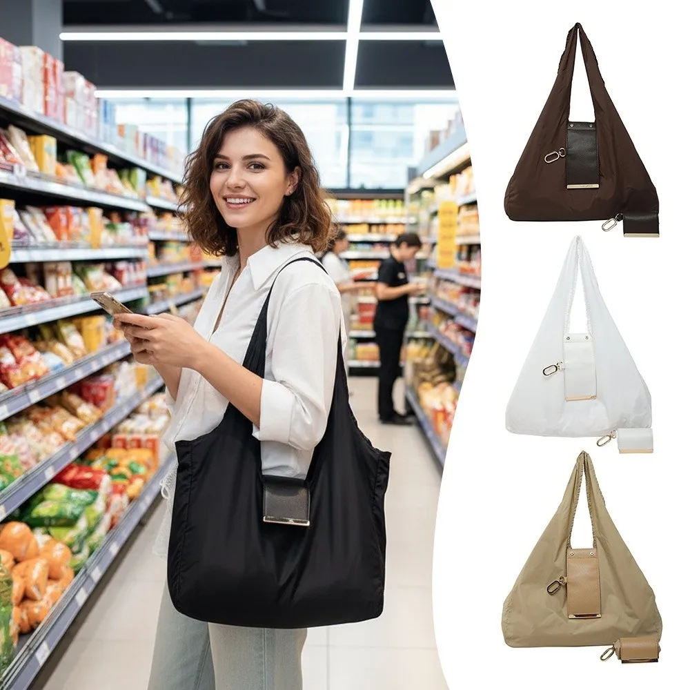 Mini Keychain Tote Bag Foldable with Key Ring Supermarket Eco-Friendly Bag Large Capacity Reusable Shopping Bag