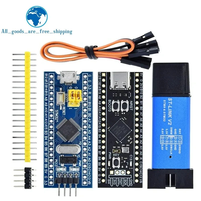 Płytka rozwojowa STM32F103C8T6 CH32F103C8T6 ARM STM32 Minimalny System STM32F401 STM32F411 + Programator ST-LINK V2 do programowania