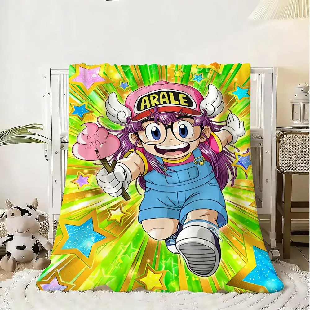 Kawaii A-Arale Anime Throw Soft Flannel Blanket Warm Knee Skin-Friendly Throw for Sofa Office Bed Traveling Winter Oversize