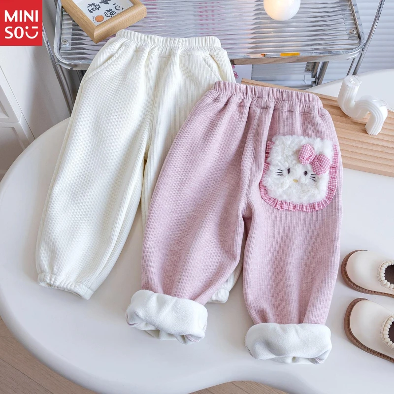 

2025 Girls Fleece Pants Winter New One-Piece Thickened Warm Outerwear