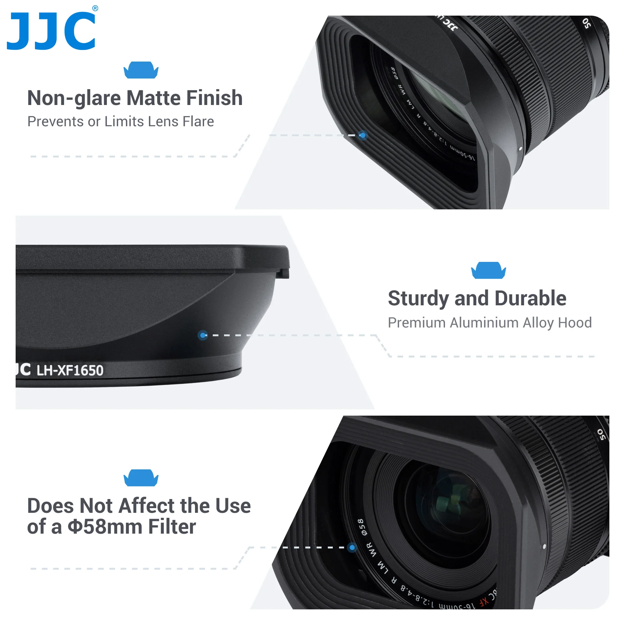 JJC غطاء معدني للعدسات المربعة ، غطاء لعدسة Fujifilm ، Fuji XF 16-50 ، F ، من من من من من ، إلى ، R ، WR on ، XT50 ،