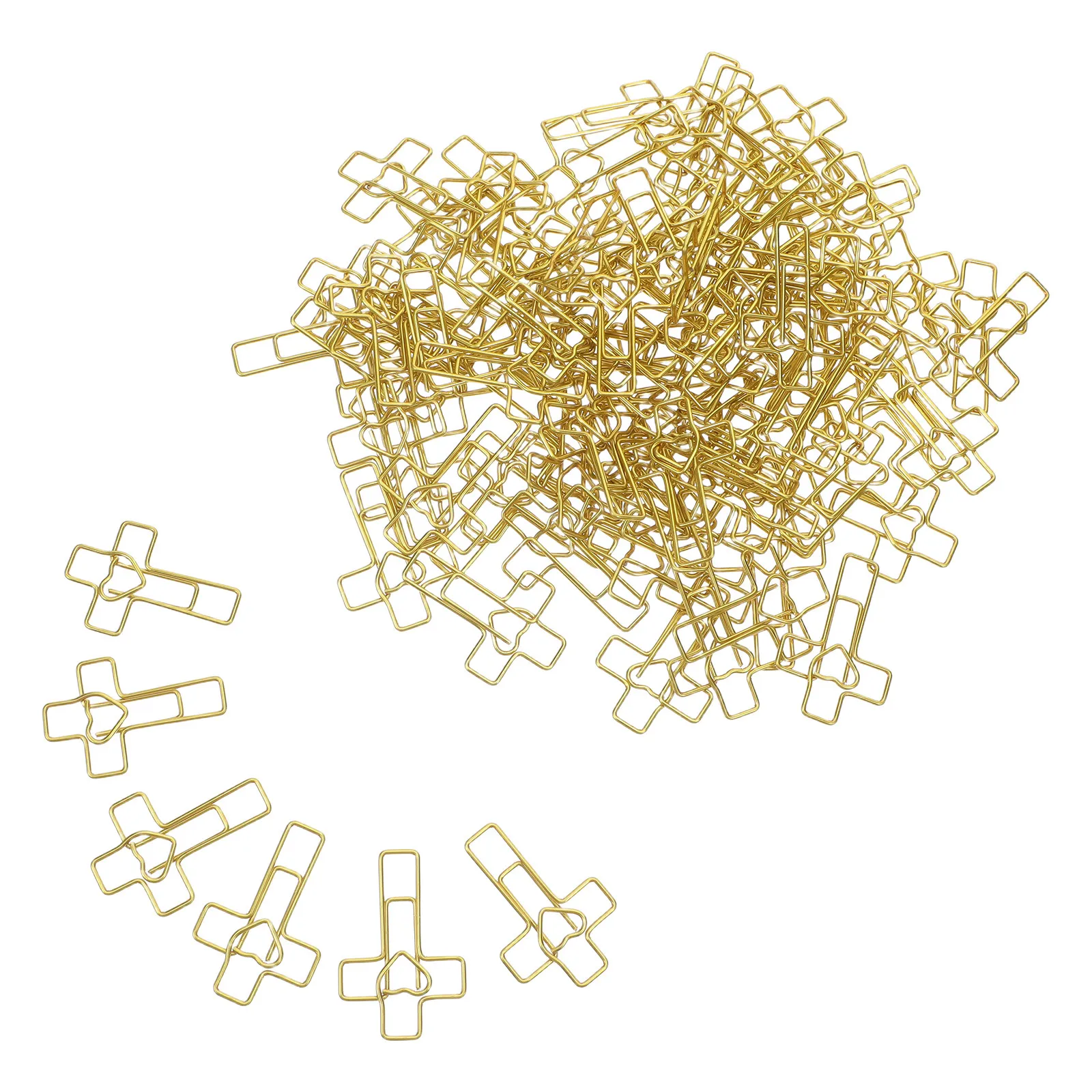 

100Pcs Heart Cross Paper Clips Metal Decorative Bible Study Supplies Cross Shaped Bookmarks Christian Gifts Novelty Paperclip