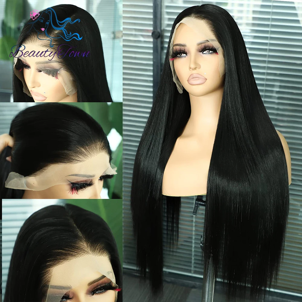 32inch 13x6 Synthetic Lace Front Wig Bone Straight Wig For Women HD Transparent Lace Wig Cosplay Daily Wig Heat Resistant Fiber