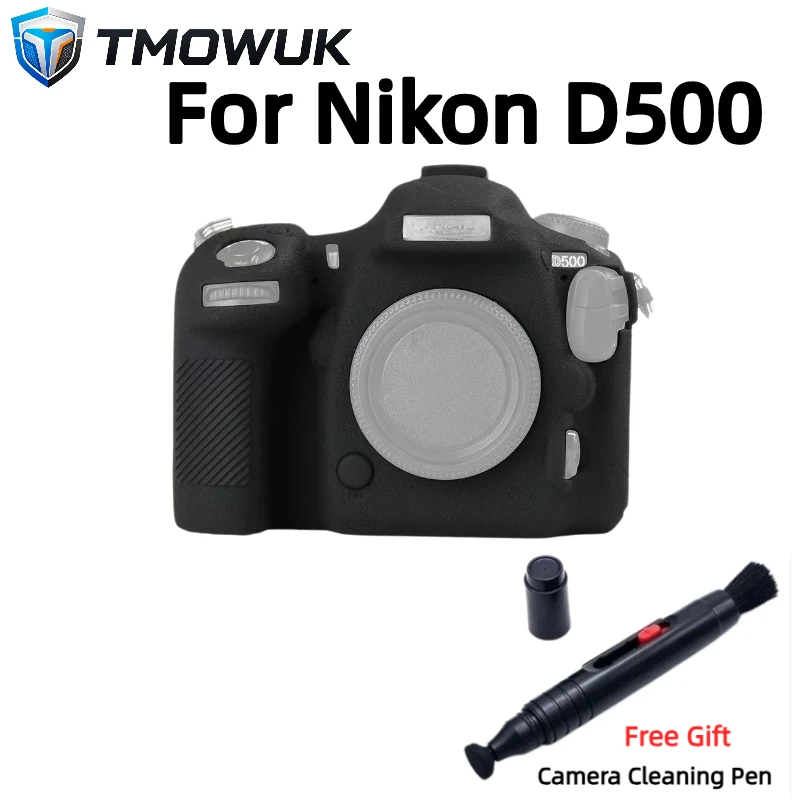 For Nikon D500 Texture Silicone Camera Case Protective Body Cover Skin + Free Camera Cleaning Pen