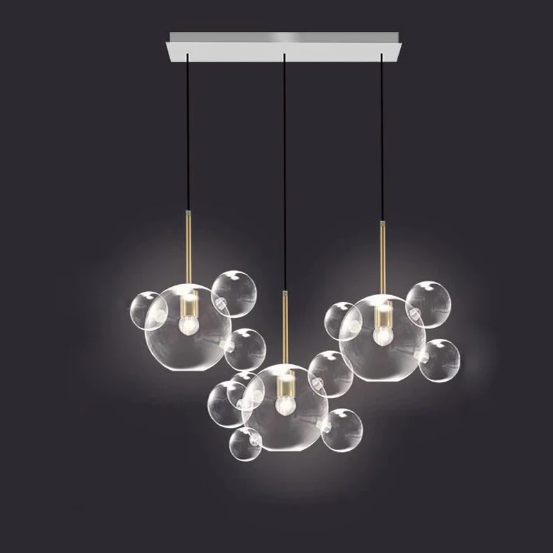 

LED E27 Postmodern Iron Glass Bubbles Golden Lustre Chandelier Lighting.Suspension Luminaire Lampen For Dinning Room Foyer