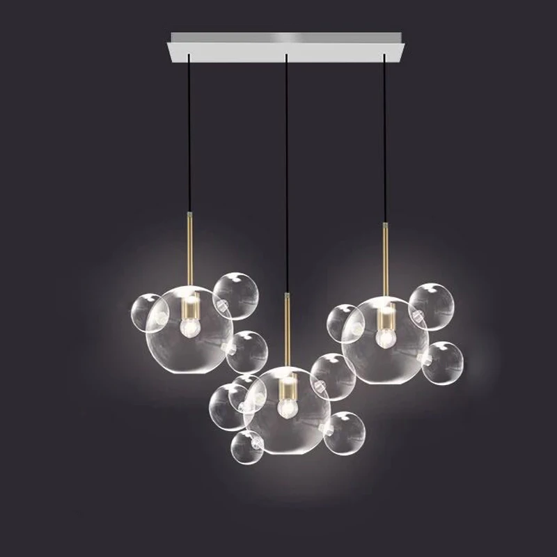 LED E27 Postmodern Iron Glass Bubbles Golden Lustre Chandelier Lighting.Suspension Luminaire Lampen For Dinning Room Foyer