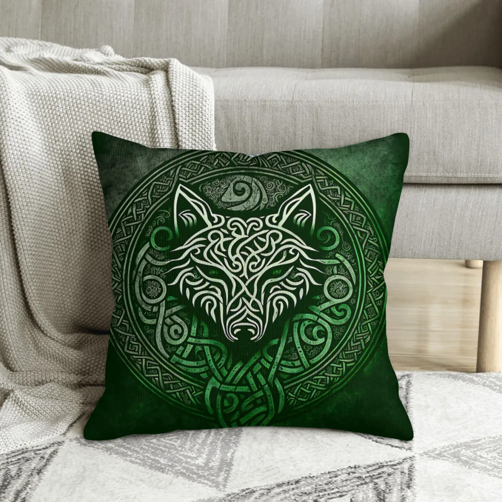 Celtic Irish Knot com Lobo Design - St Patrick Cojines Viking Lance Almofada Capa de Almofada Cadeira Casa Mochila Decorativa