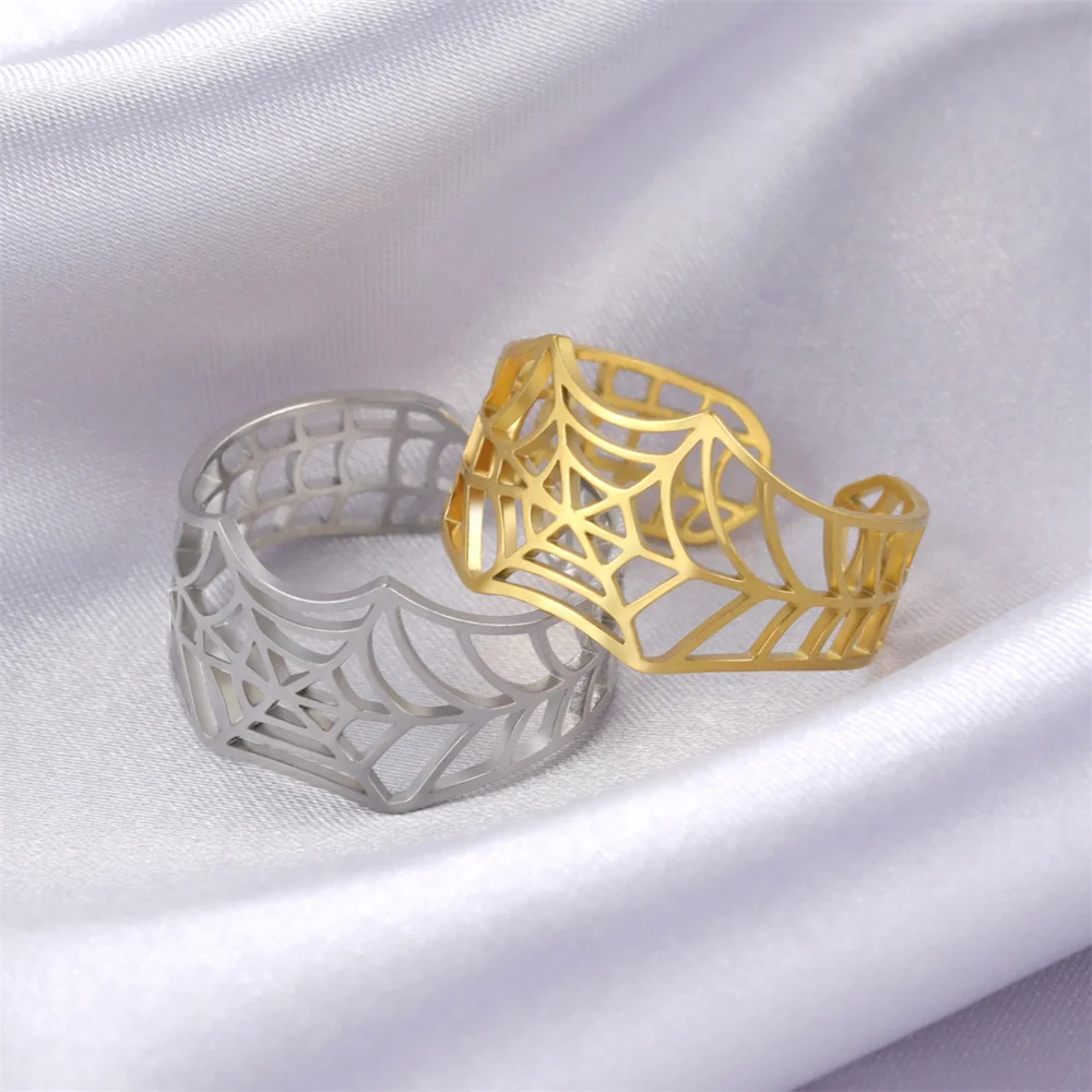 My Shape Punk Spinnen ring Edelstahl verstellbare offene Fingerringe Tiermode Schmuck Frauen Männer Jungen Teen Halloween Geschenk – Detail 5