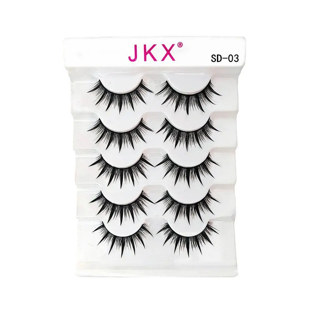 5 paia di ciglia bagnate 3d ciglia finte di visone ciglia tailandesi strumenti lunghi fatti a mano ciglia trucco occhi artigianato Fluffy H8k3