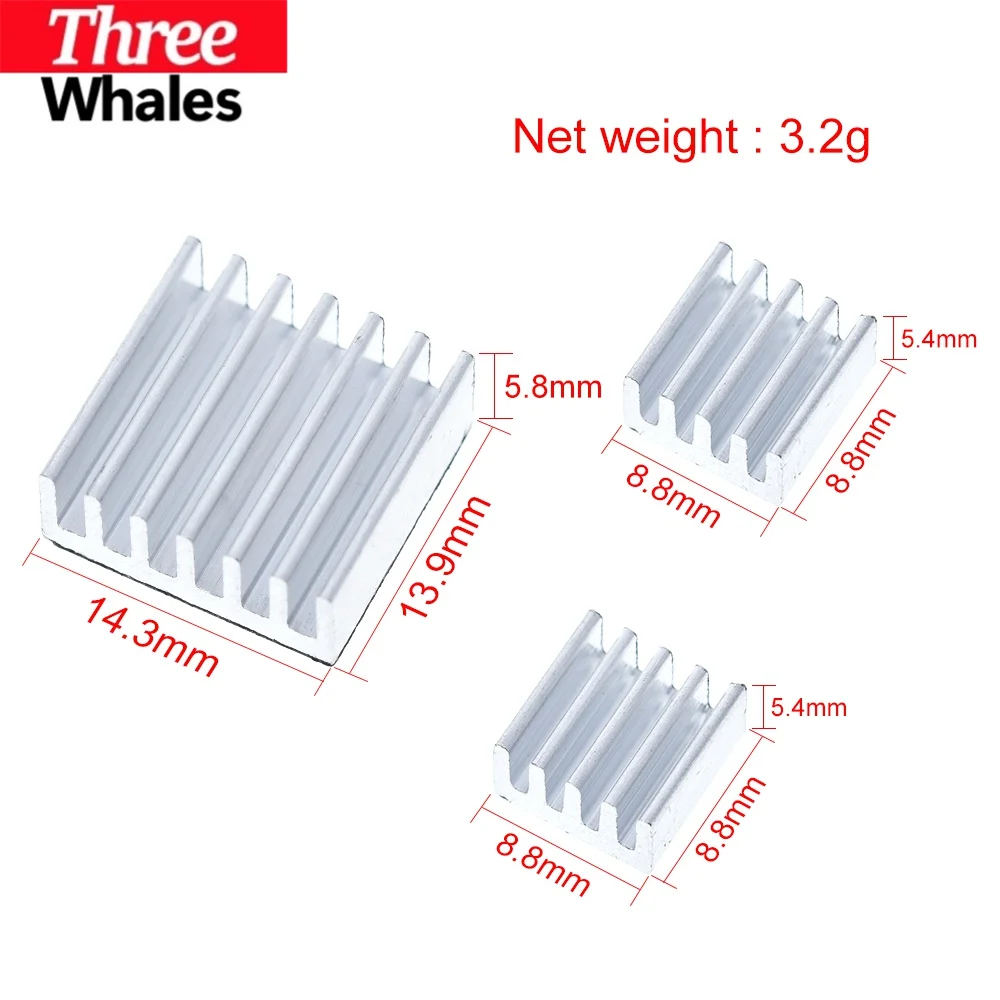 1/3/5SET Adhesive Raspberry Pi Heatsink Cooler Pure Aluminum Heat Sink Set Kit THR Radiator For Cooling Raspberry Pi 2 B