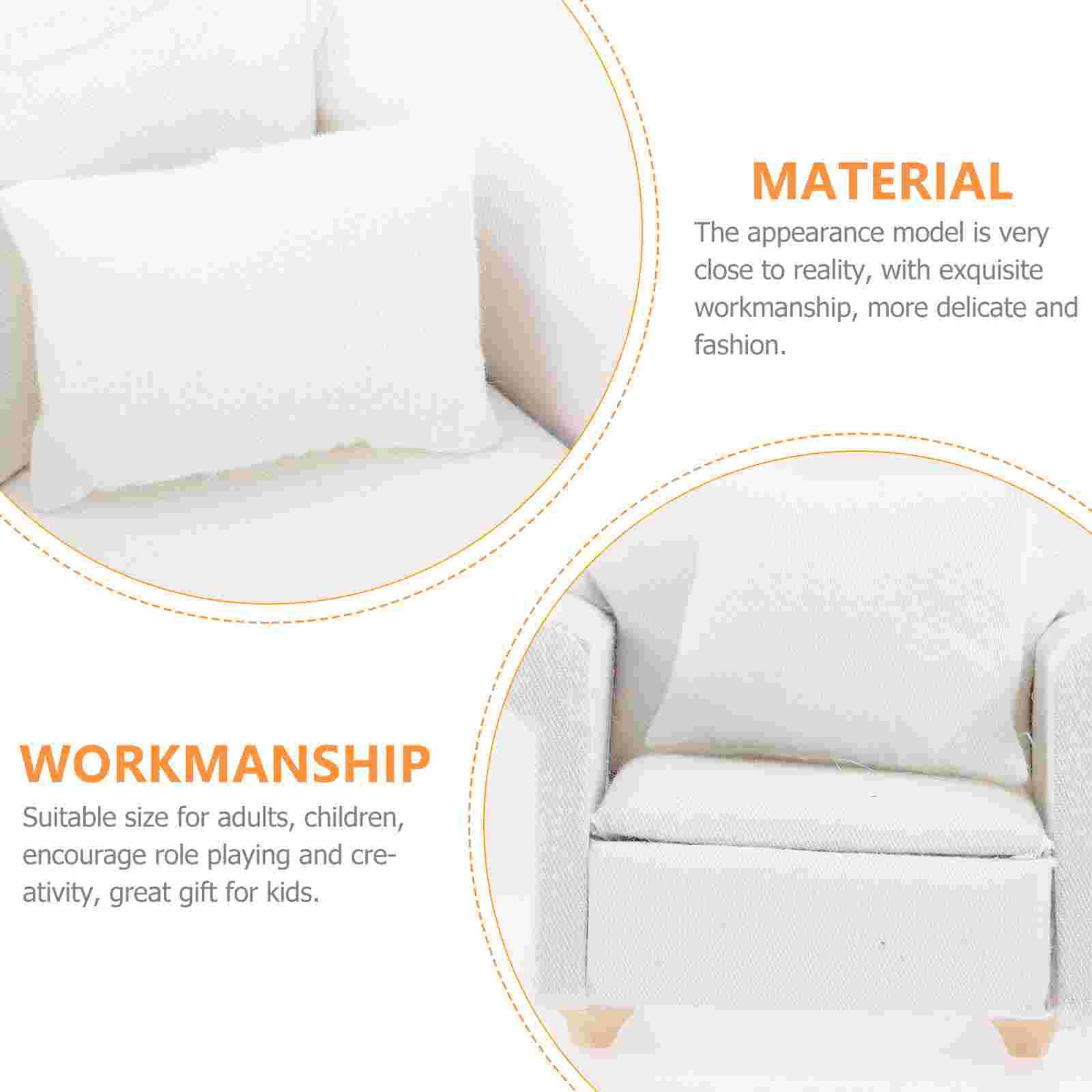 Mini Furniture Kids Couch White Couches Miniture House Accessory Miniature Baby