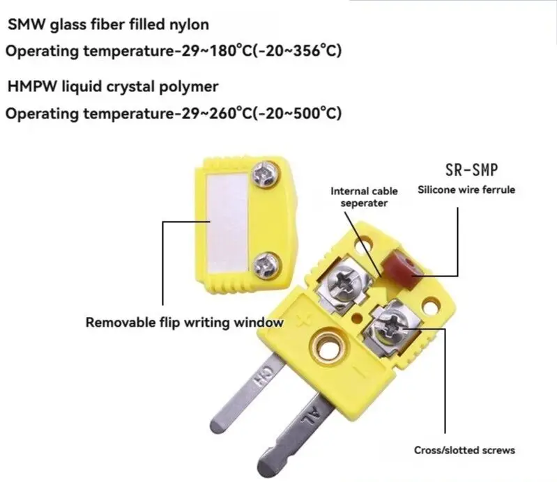 Presa per termocoppia tipo K SMPW-K/T/J/E/N/U/R/SM/F sonda connettore piccolo
