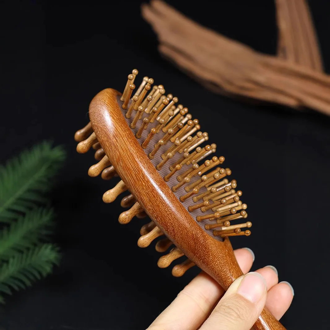 Double-Sided Golden Silkwood Air Cushion Volumizing Detangling Hairbrush with Massage Pins for Home Use