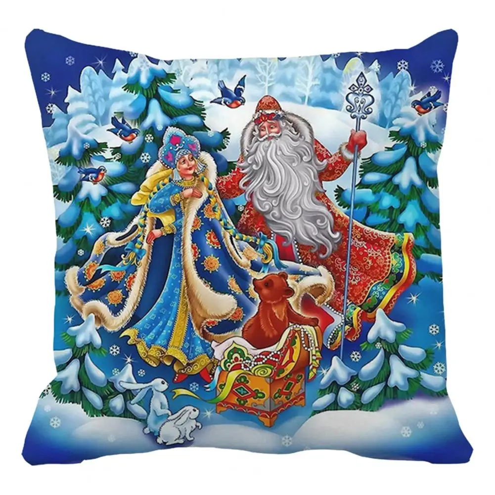 Christmas Pillowcase Comfortable Easy Insertion Square Pillow Case Christmas Pattern Sofa Couch Car Seat Cushion Cover