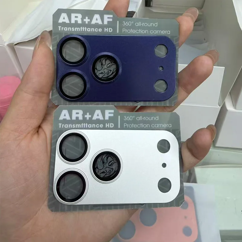 50PCS 3D Metal matte Camera Lens Tempered Glass Screen Protector Film For IPHONE  18 Duo 17 Pro Max Air