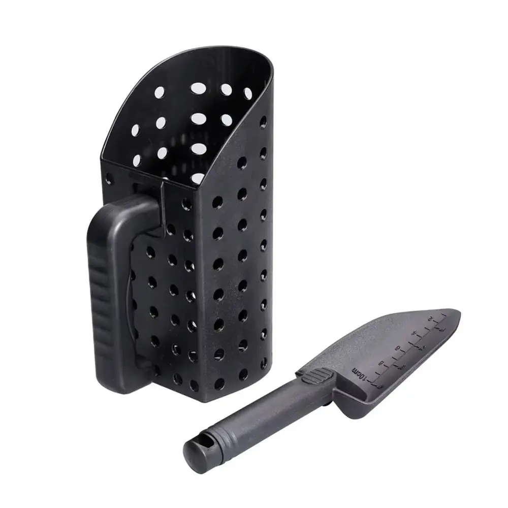 2Pcs Plastic Sand Scoop Shovel Set Digging Tool Black Beach Finds Scoop High Efficient with Handle Beach Shovel Sand Sifter